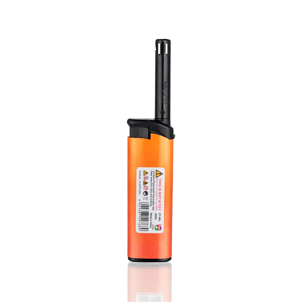 Boom - Mini BBQ Lighter - Orange lighter with a black nozzle on a white background