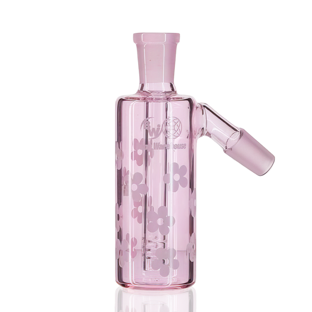 Bong Warehouse - Tube Ash Catcher - Pink Flowers