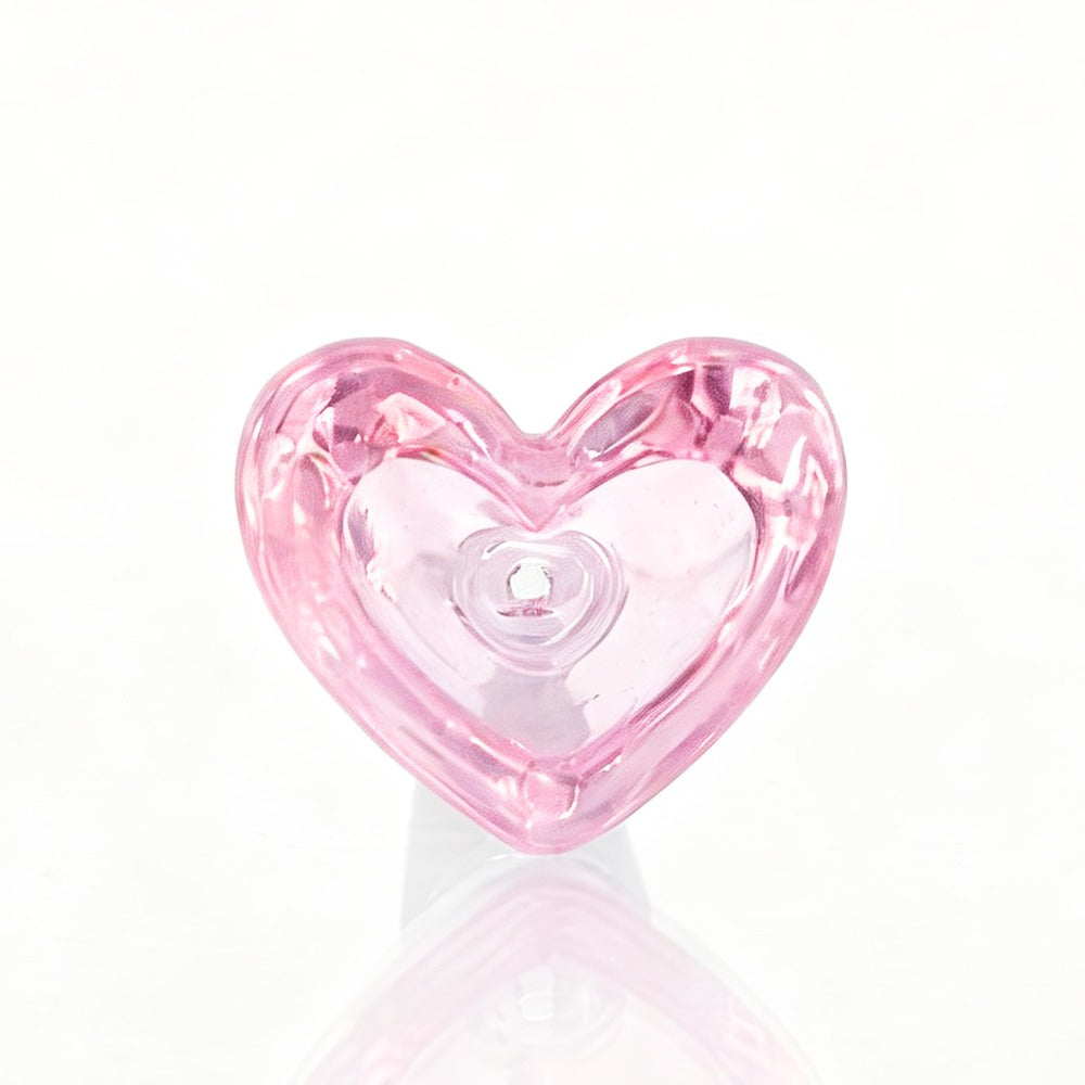 Pink and Clear Glass Love Heart shaped Cone Piece Bowl on a White Background