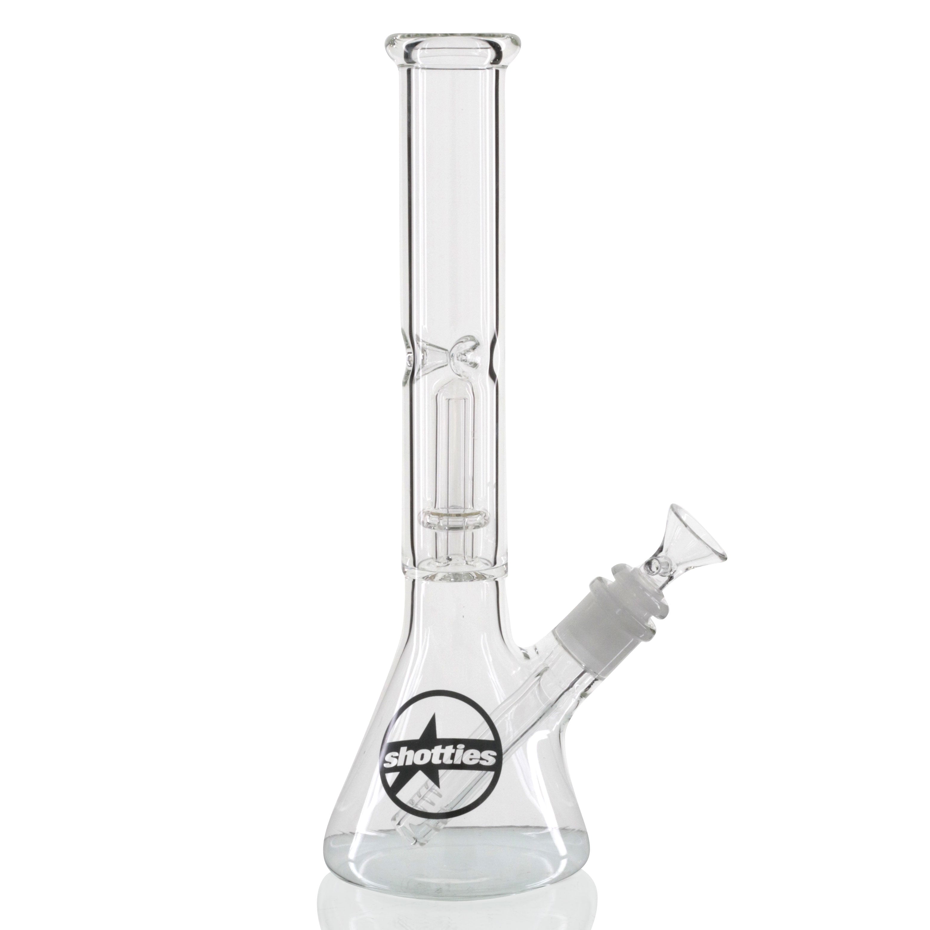 Shotties 30cm Single Fountain Glasss Beaker Bong - Clear logo base