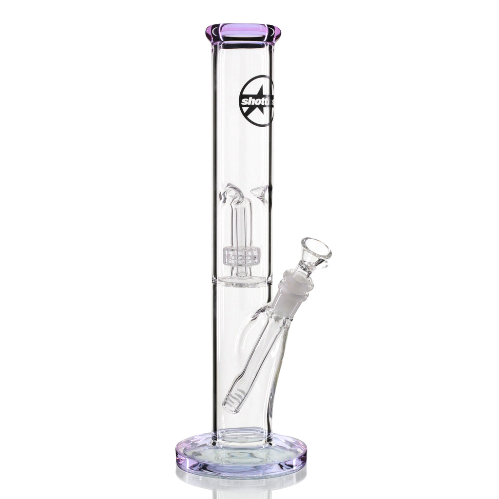 Shottie 35cm Slit Diffuser Pillar Glass Bong - Clear/Purple right