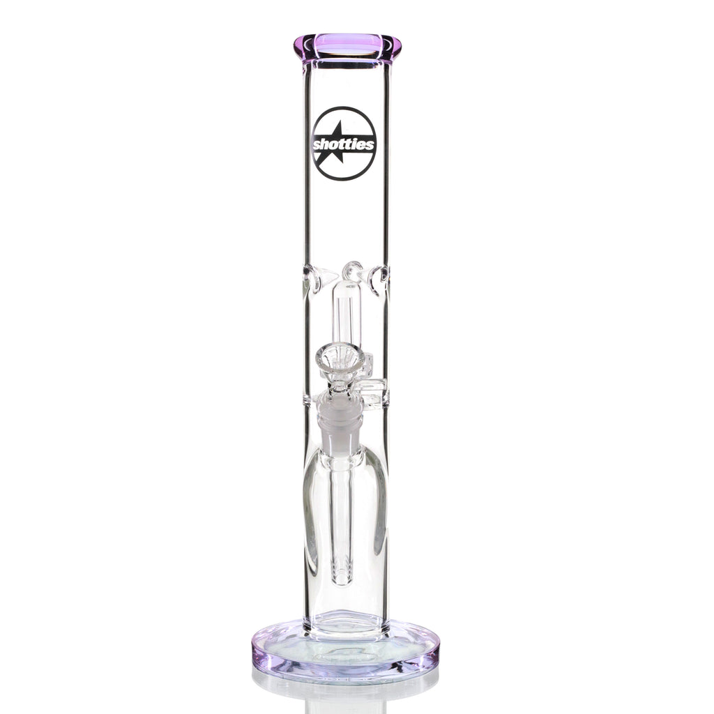 Shottie 35cm Slit Diffuser Pillar Glass Bong - Clear/Purple front