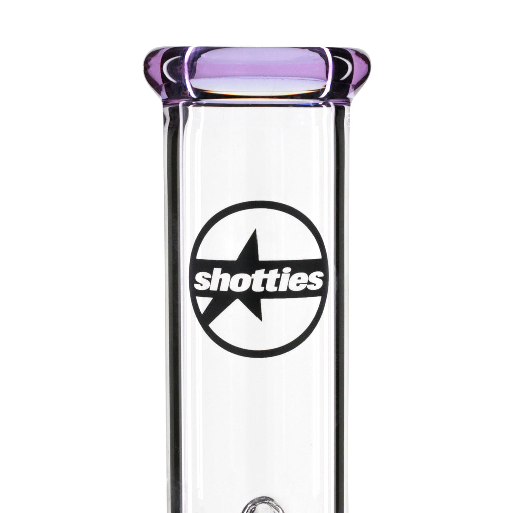 Shottie 35cm Slit Diffuser Pillar Glass Bong - Clear/Purple stem logo