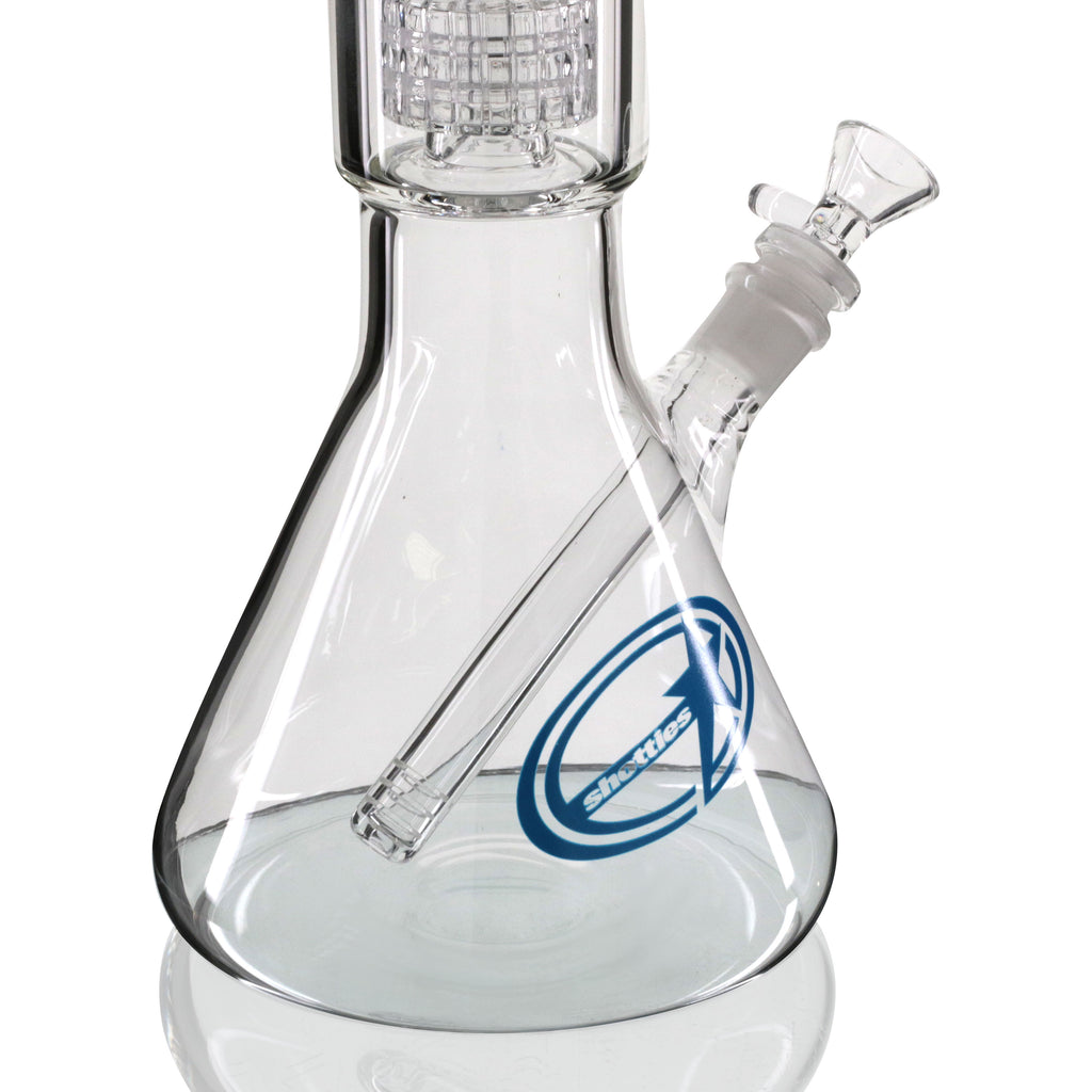 Shotties 40cm Glass Slit Fountain Beaker Bong - Clear | Bong Warehouse