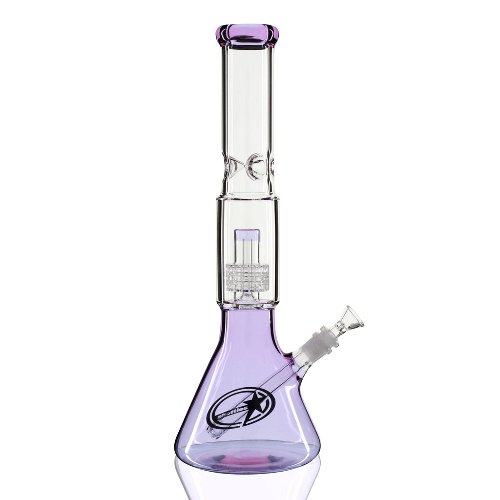 Shotties 40cm Glass Slit Fountain Beaker Bong - Clear/Purple right