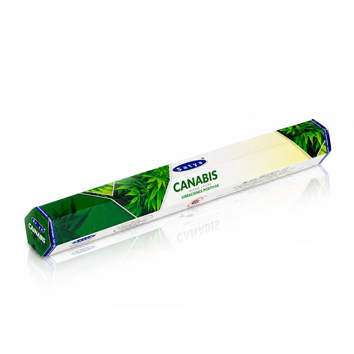 Satya Cannabis Incense Sticks 15g - full front view on a white background