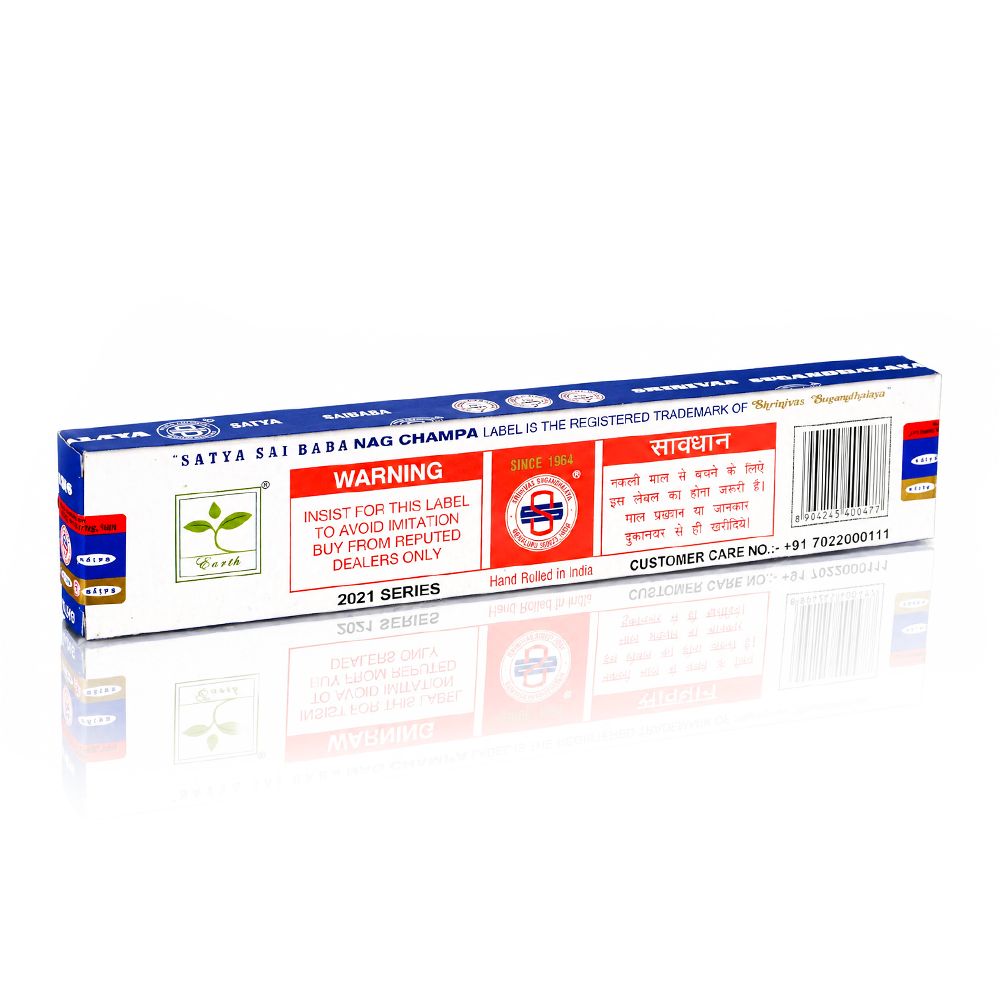 Satya Nag Champa Agarbatti Incense Sticks 15g - full back view featuring product details