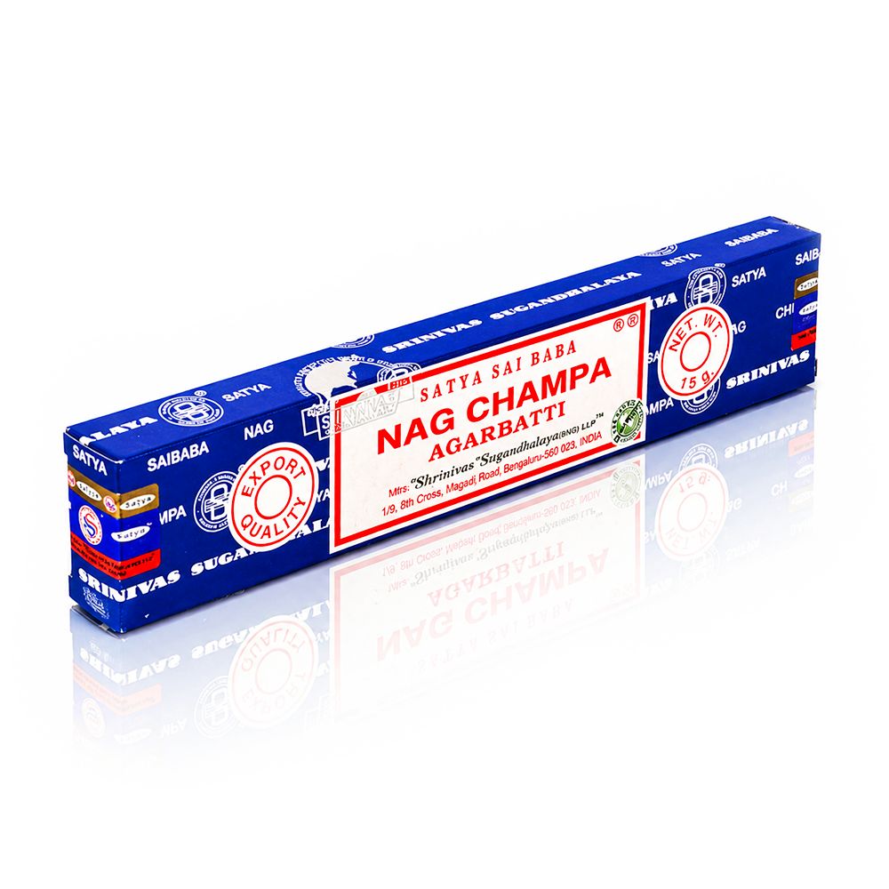 Satya Nag Champa Agarbatti Incense Sticks 15g - full side view on a white background