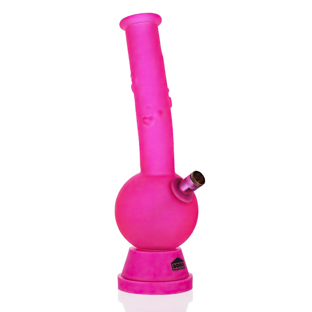 Bong Warehouse Care Bears Tall Bubble Bong 27cm in Pink with Pink Downstem – Tall Pink Bubble Bong featuring a clean background
