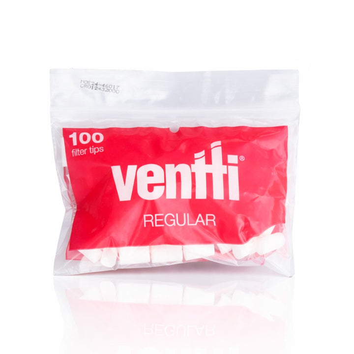 Pack of Venti filter tips with red and white design on a white background