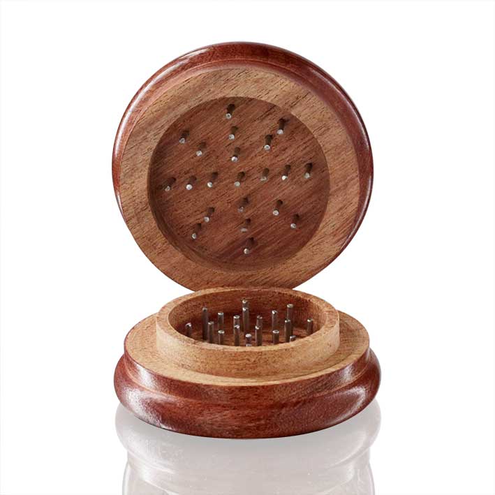 Eco Wooden Weed Grinder - Dark wood open