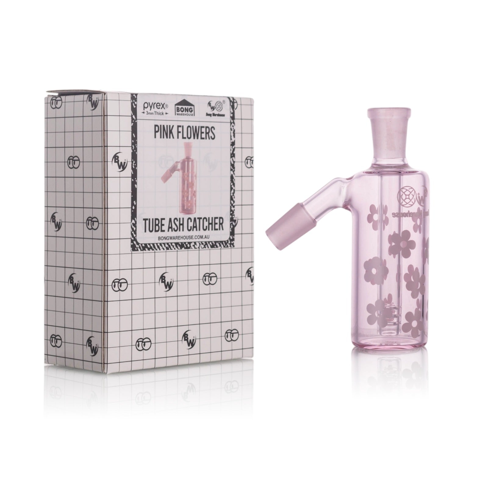 Bong Warehouse - Tube Ash Catcher - Pink Flowers