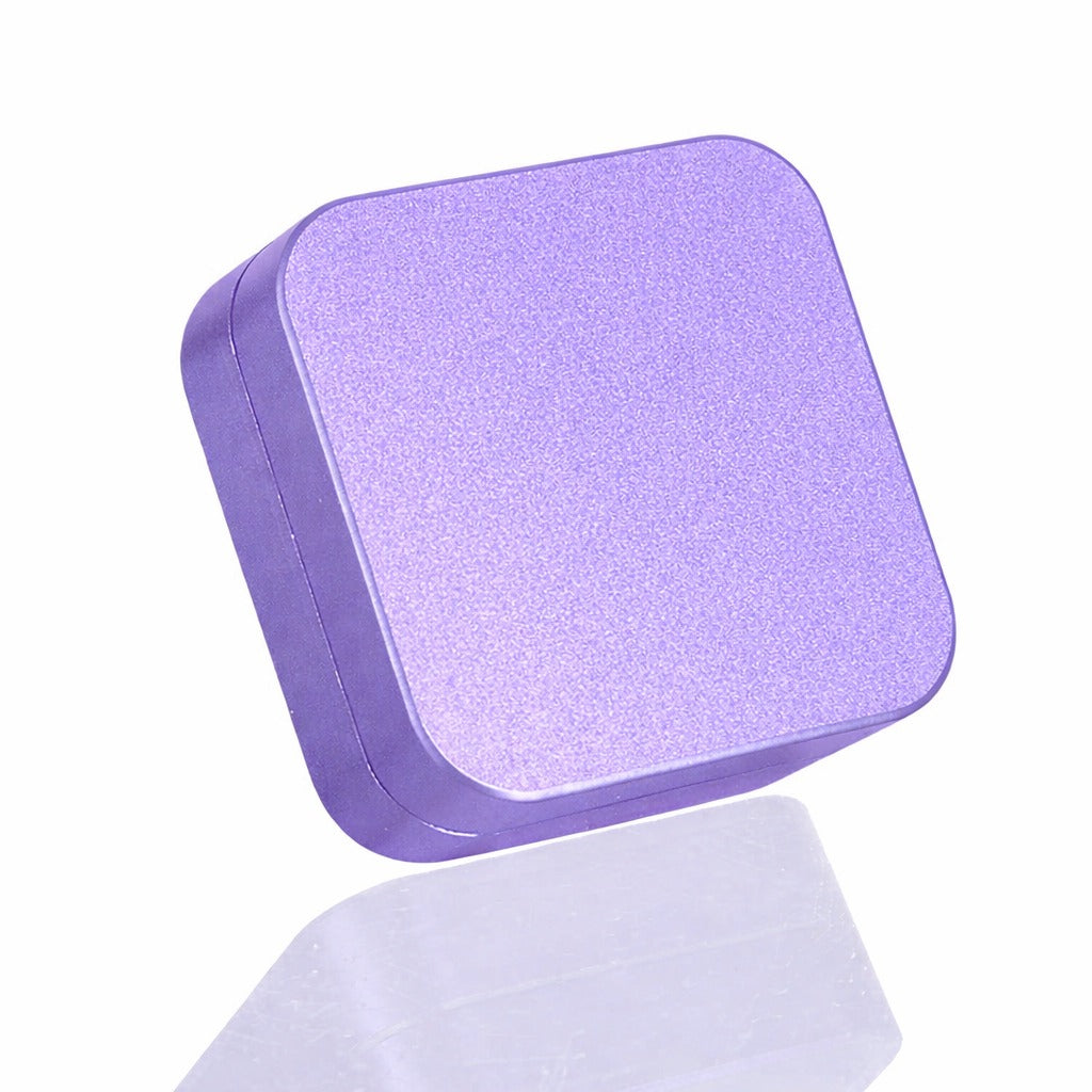 Bong Warehouse Manual Weed Grinder Purple Square Metal Grinder Closed display Anodized Coating Purple Colour CNC Aluminium Weed Grinder Closed Photo Displaying Smooth External Surface