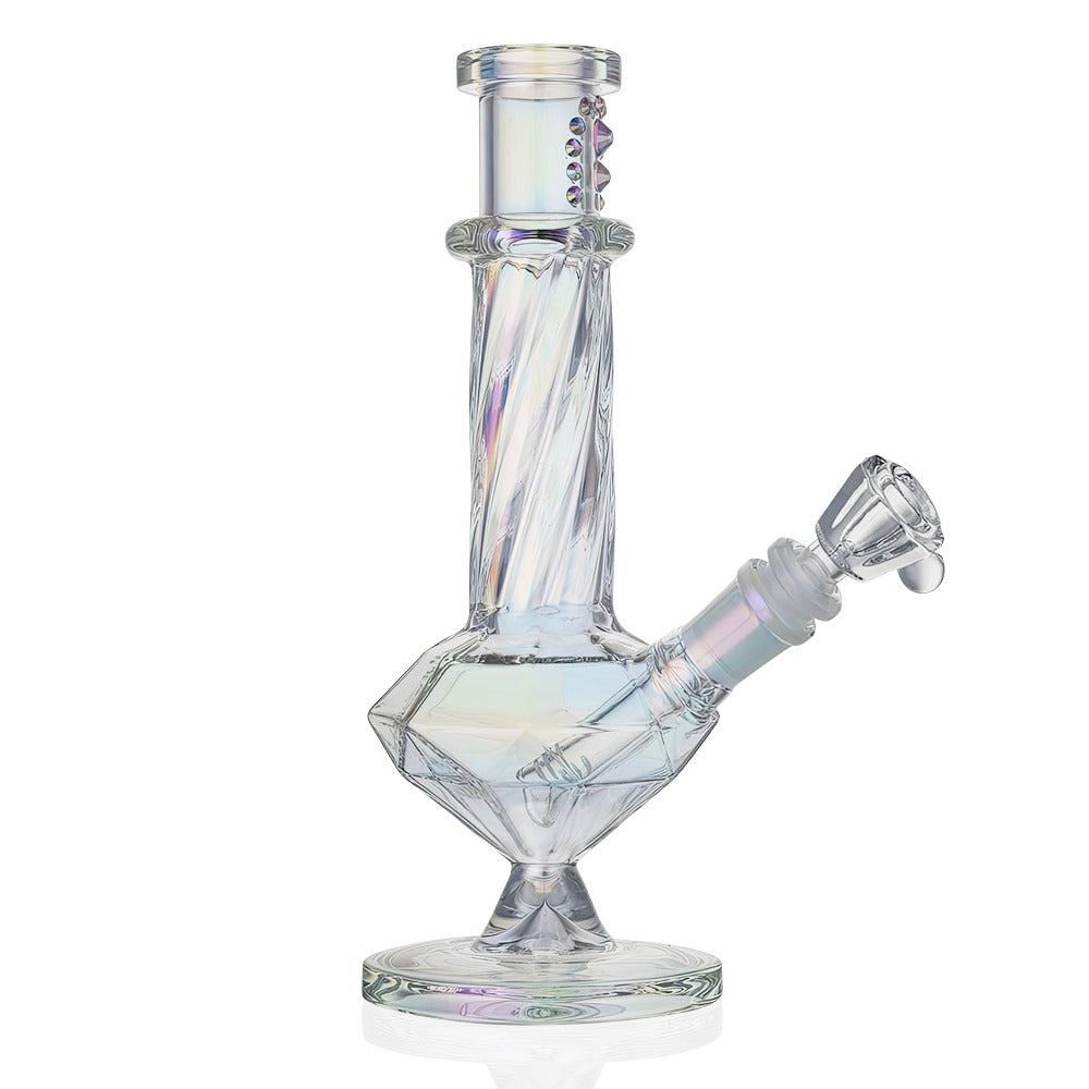 Bong Warehouse  Diamond Jewels Glass Bong 25cm - Pearl - Side View