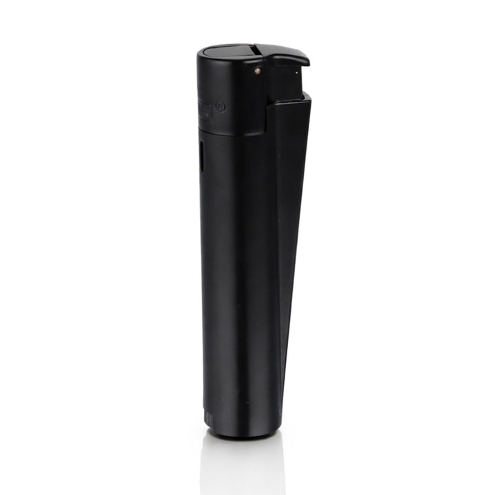 Black spray bottle on a white background