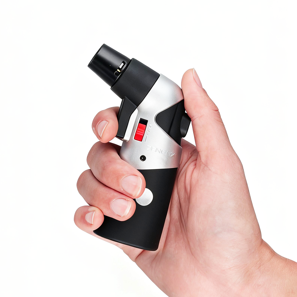 Hand holding a Zengaz - Gun Jet Torch Lighter - Silver  against a white background