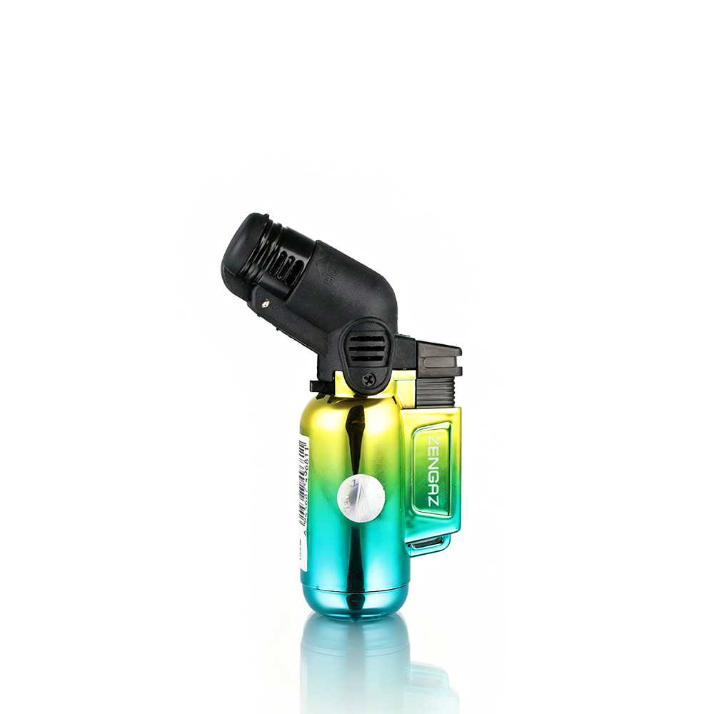 Zengaz - Angle Torch Lighter - Ombre Blue Gold  gradient on a white background