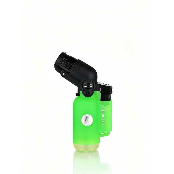 Zengaz - Angle Torch Lighter - Green  with black top on a white background