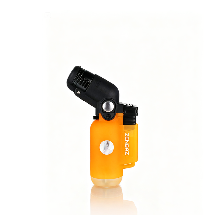 Zengaz - Angle Torch Lighter - Orange with black accent on a white background