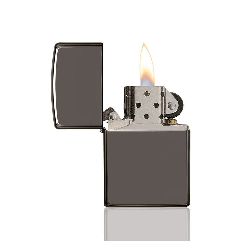 Zippo Lighter - Black Ice open flame