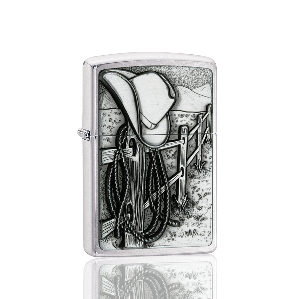 Zippo Lighter - Cowboy - Brushed Chrome_1