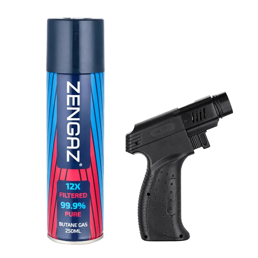 Bong Warehouse Jet Gun Lighter & Butane Liquid Refill Bundle