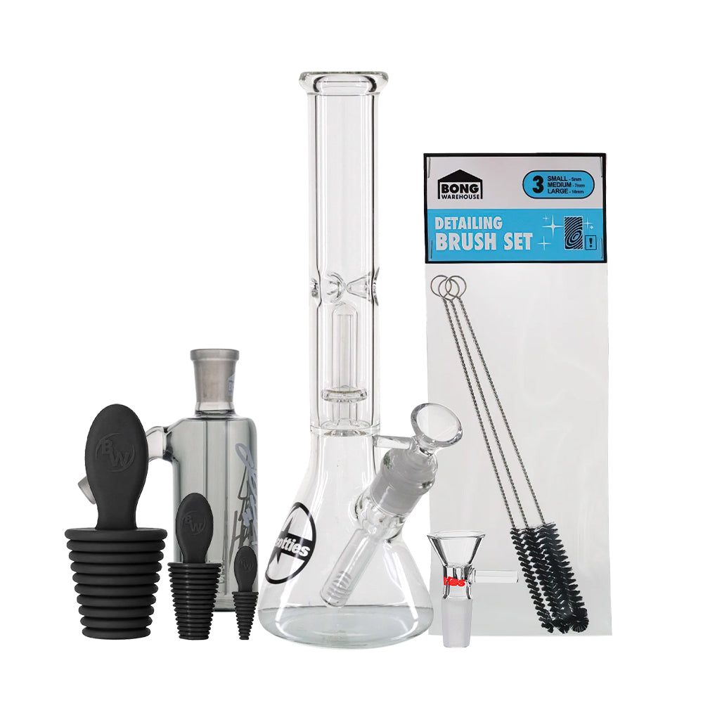 Bong Warehouse Shotties Beaker Bong with Cleaning Kit Bundle