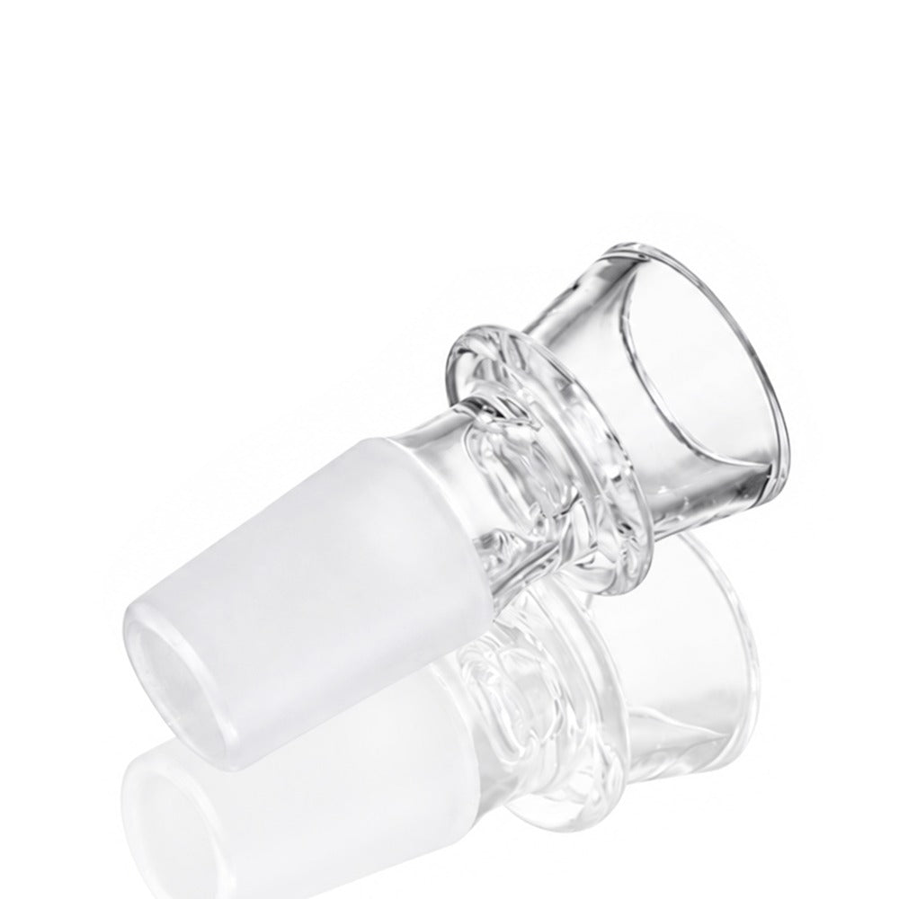 Grip Ring Glass Cone Piece 18mm Male - Clear Side Angle Showing Raised Grip Ring | Bong Warehouse