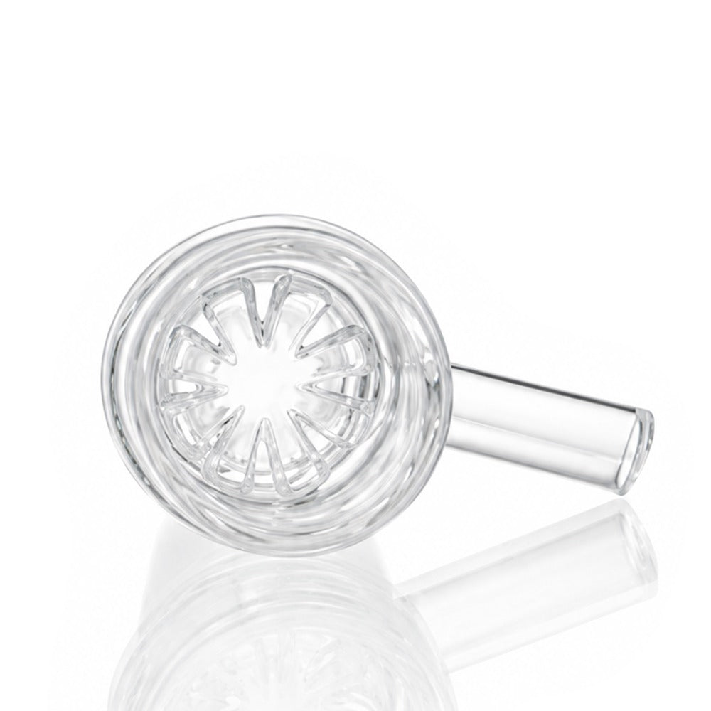 Honeycomb Screen Tab Handle Glass Cone Piece 18mm Male - Clear Top Down View of Built-In Honeycomb Screen | Bong Warehouse