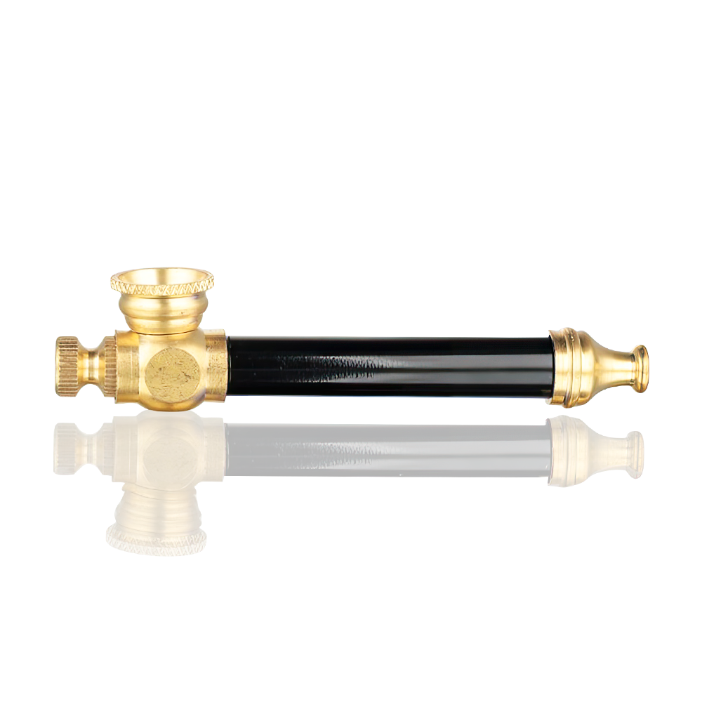 Side profile of Bong Warehouse 8.5cm black metal dry pipe
