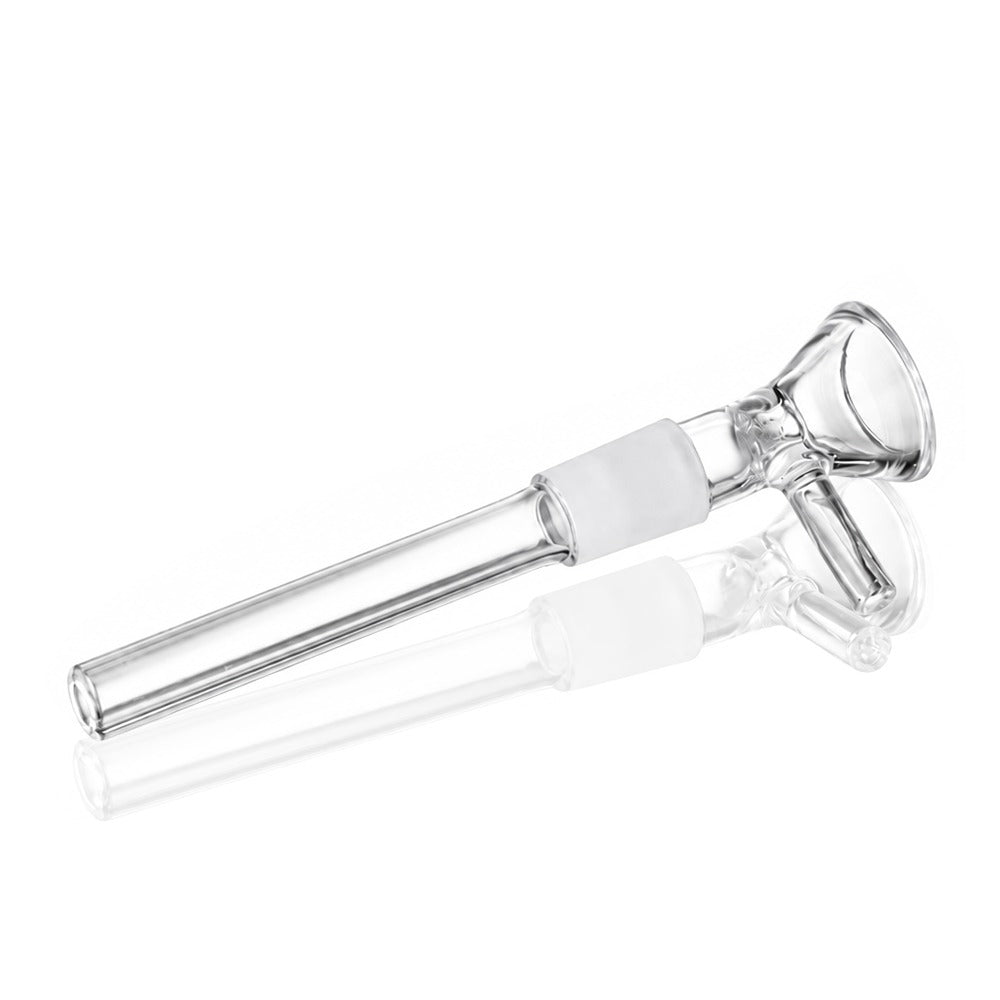 One-Piece Tab Handle Glass Bowl and Downstem 14mm Male - 85mm Side Angle Showing Frosted Joint and Glass Tab Handle | Bong Warehouse