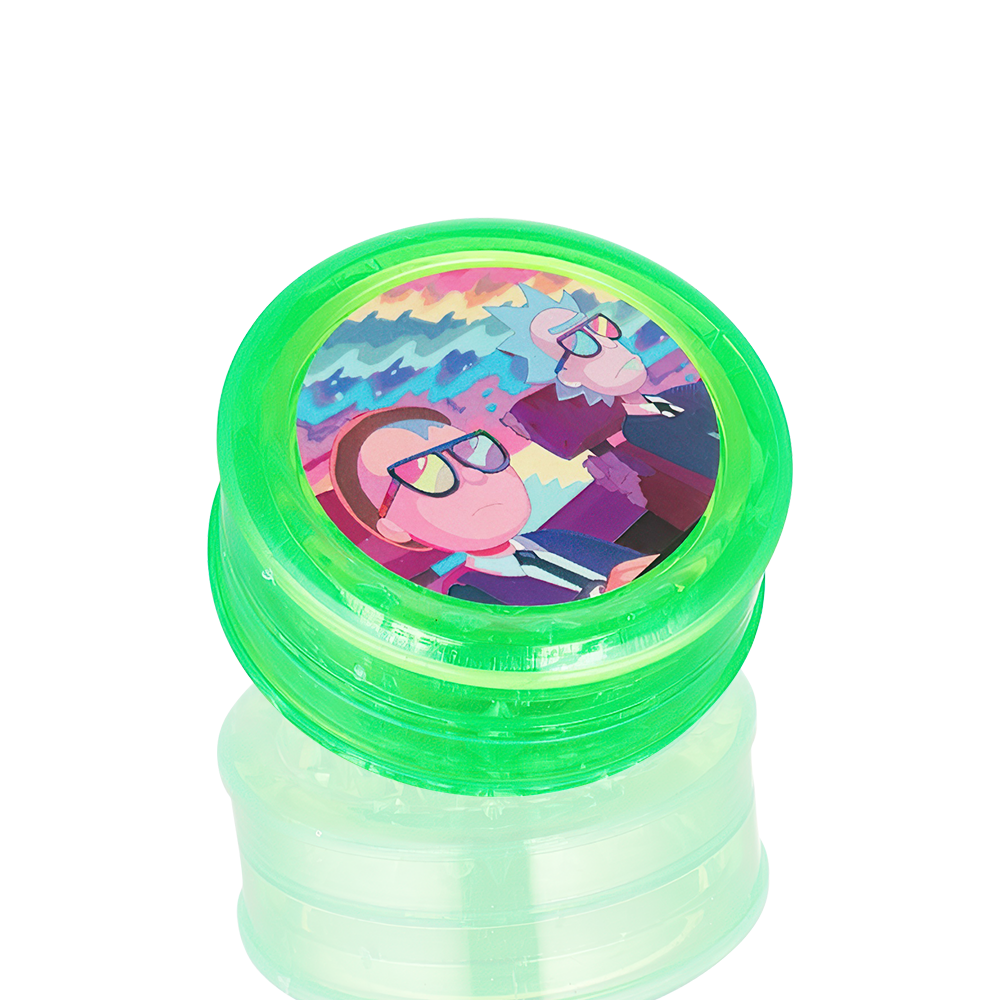 BW Plastic Herb 60mm Round Green Rick and Morty plastic weed grinder