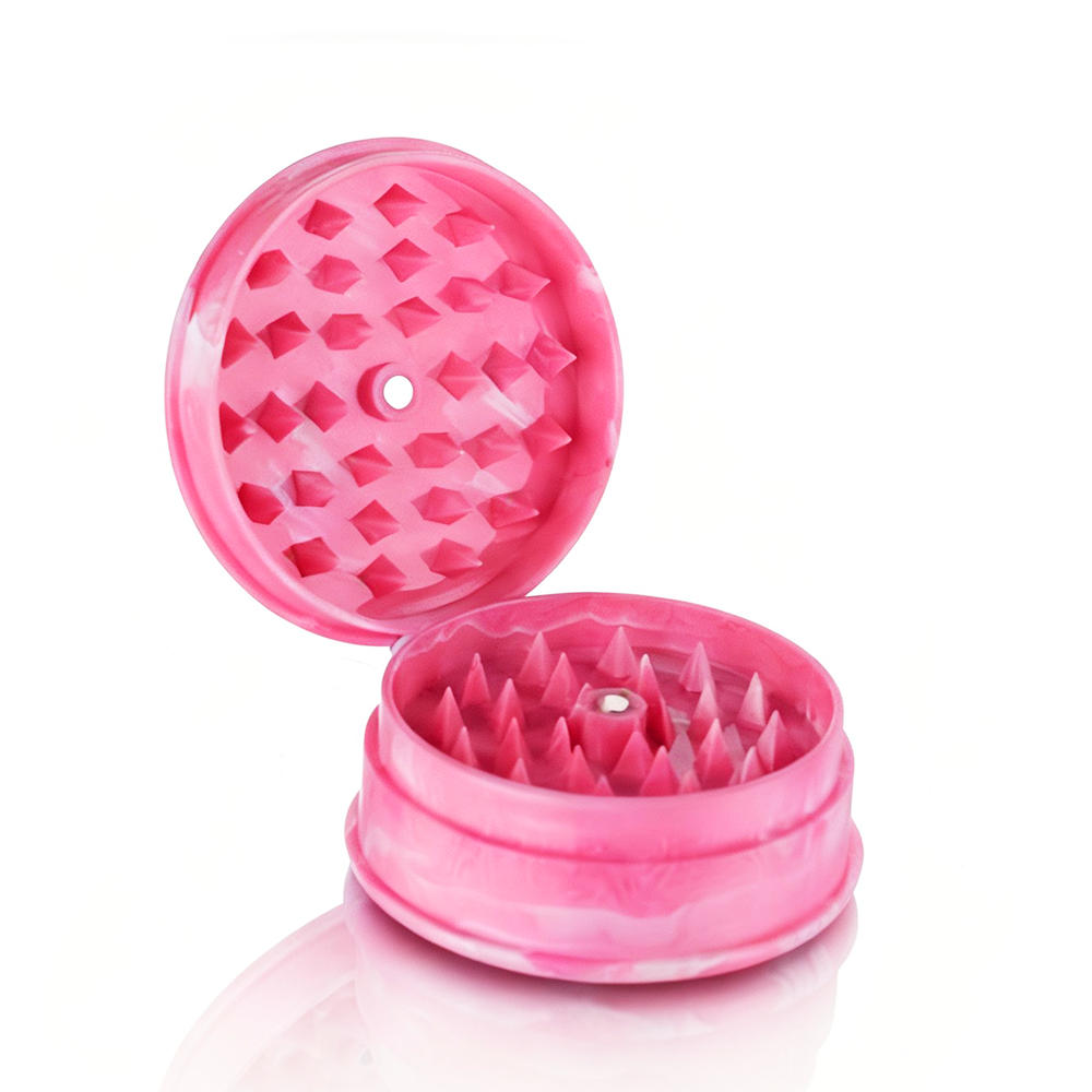 BW Plastic Herb 60mm Round Marble Pink plastic weed grinder