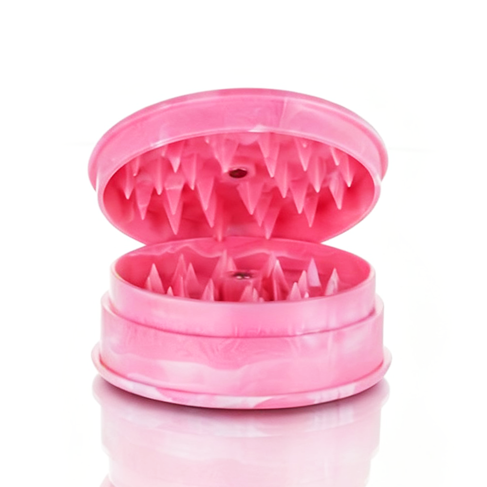 BW Plastic Herb 60mm Round Marble Pink plastic weed grinder