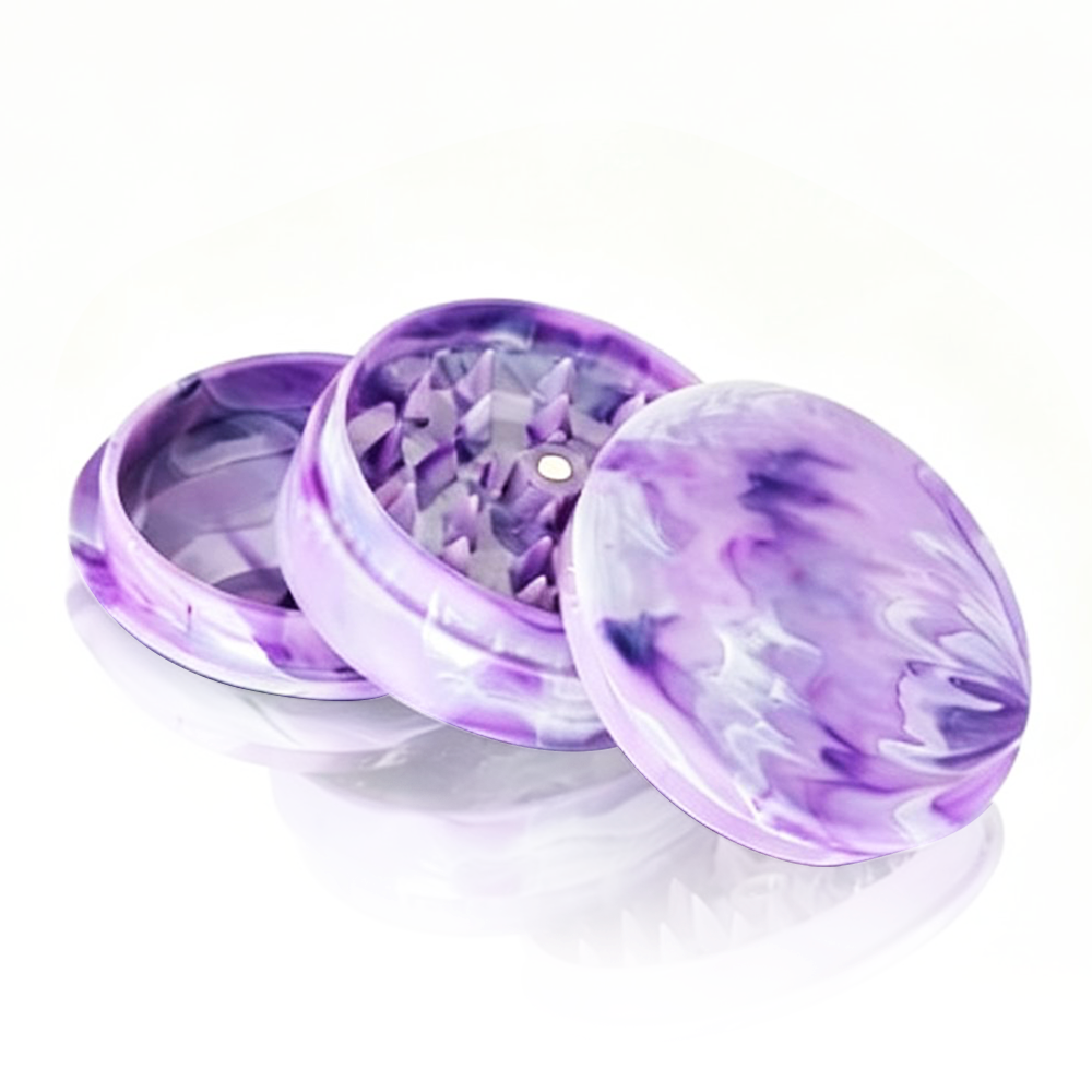BW Plastic Herb 60mm Round Marble Purple plastic weed grinder
