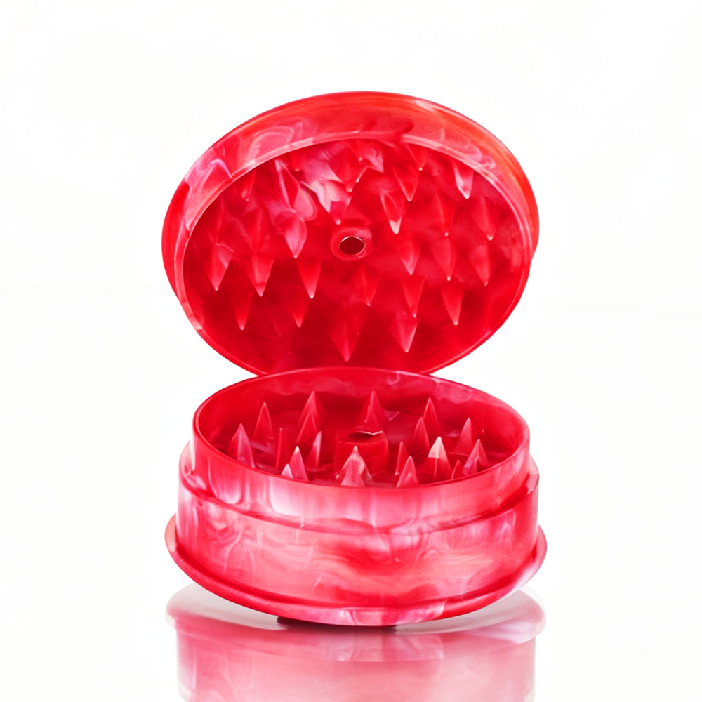 BW Plastic Herb 60mm Round Marble Red plastic weed grinder