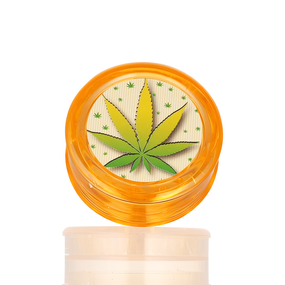 BW Plastic Herb 60mm Round Yellow Weed Leaf plastic weed grinder