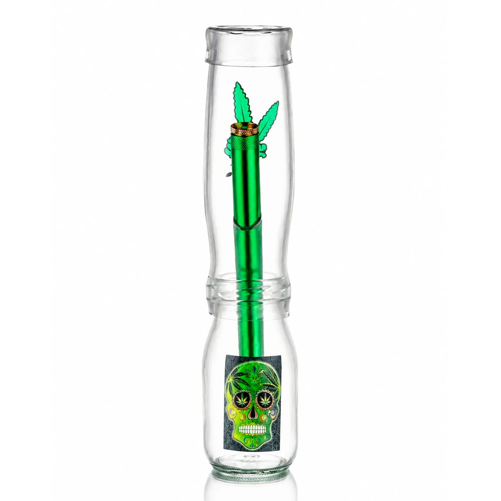 Bong Warehouse 27cm green Shisha Springer Bong front view with skull design