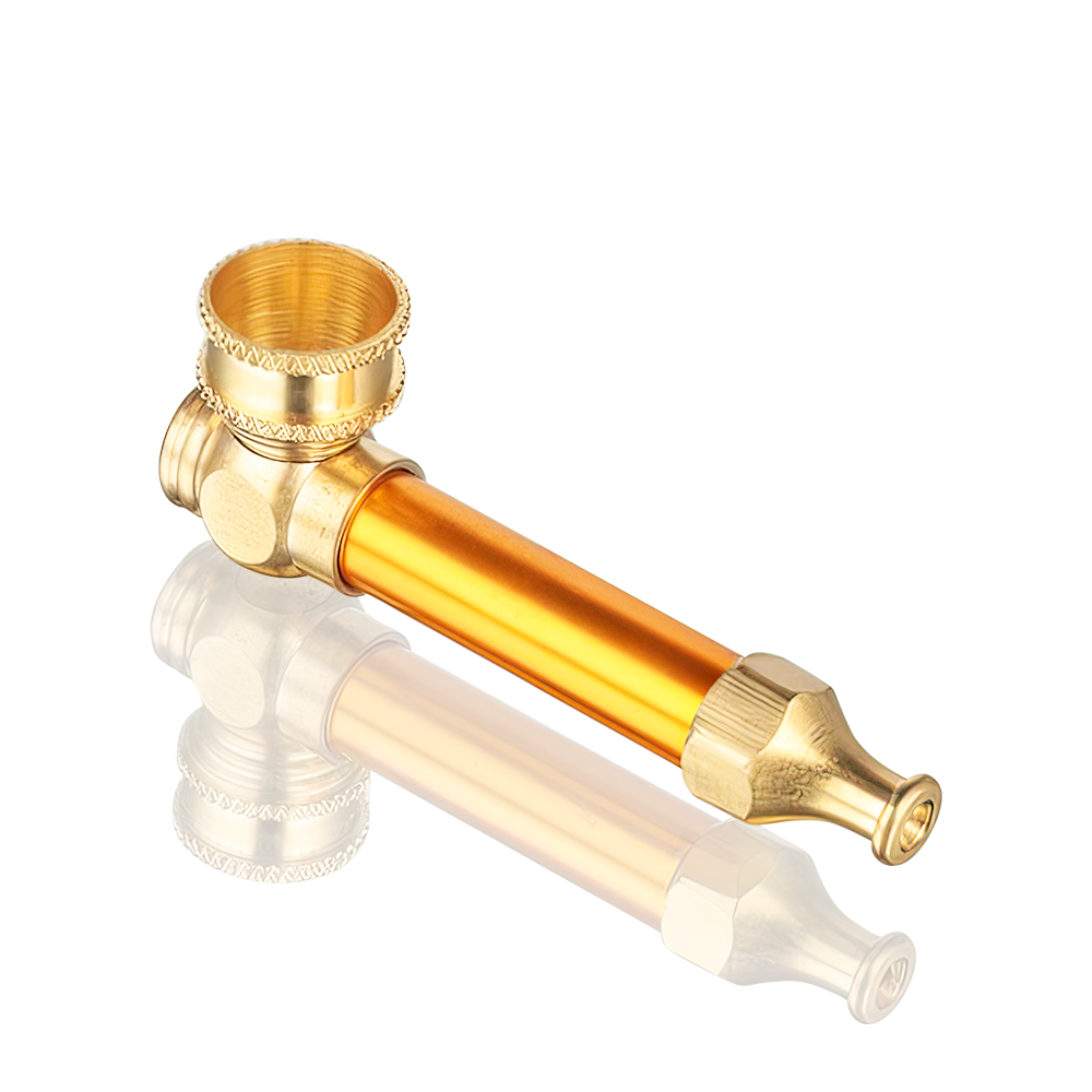 Bong Warehouse Side Top view of BW 5cm gold metal dry pipe with gold finish