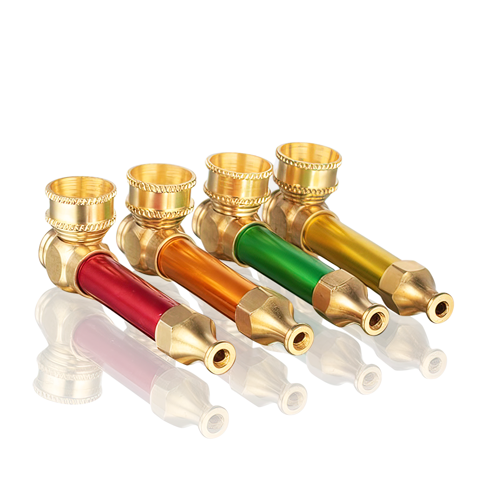 Assorted Bong Warehouse 5cm metal dry pipes in multiple colours collection side view
