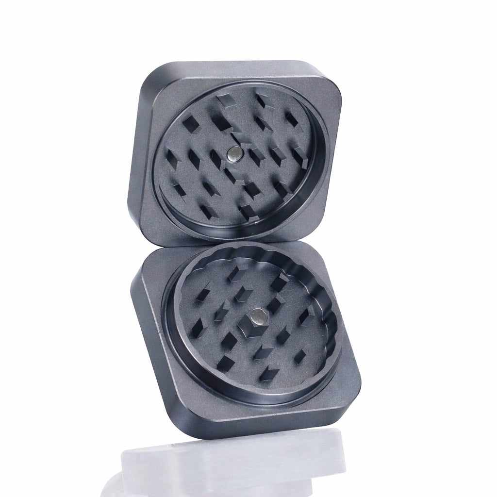 BW Square Stainless Steel Metal Herb Metallic Dark Grey metal weed grinder