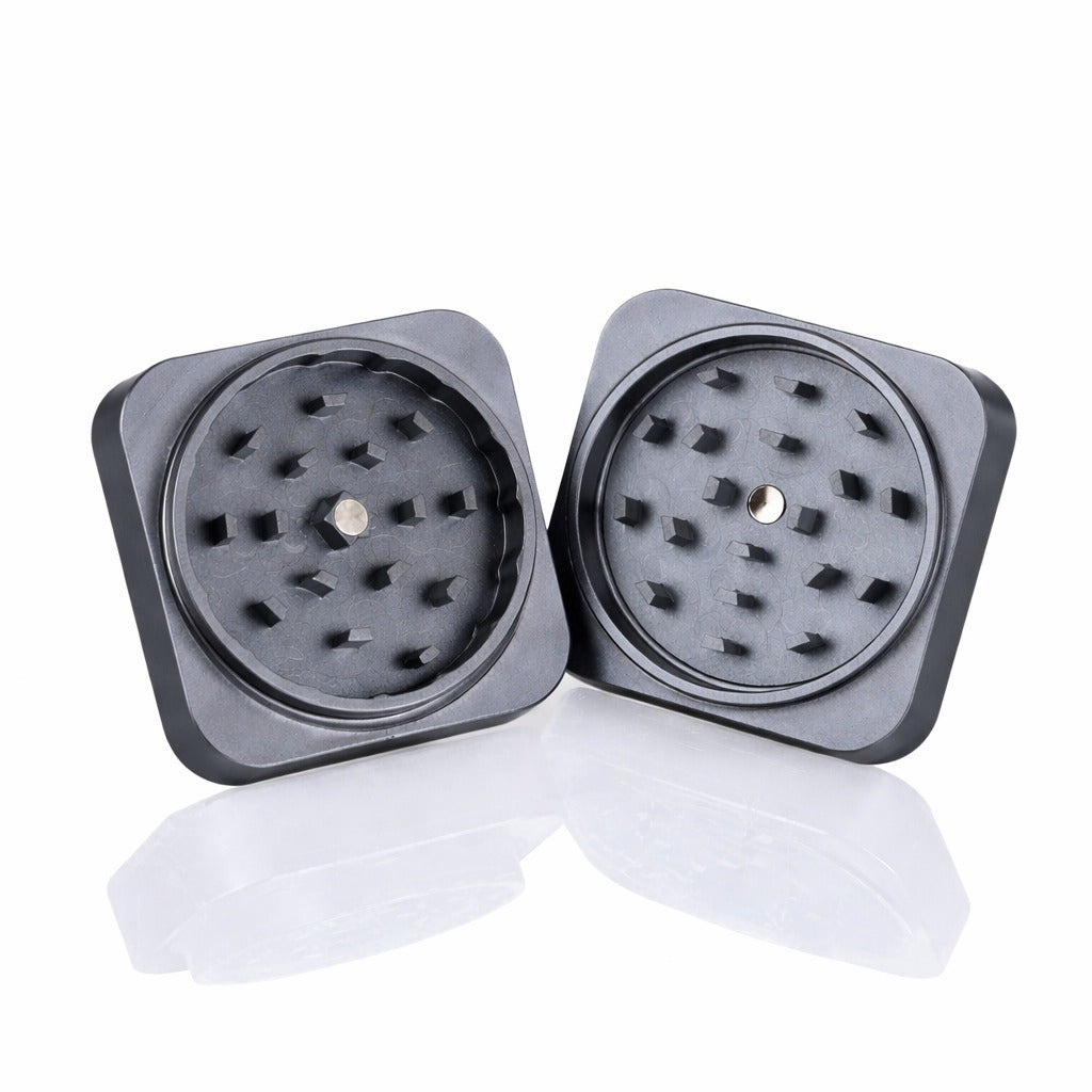 BW Square Stainless Steel Metal Herb Metallic Dark Grey metal weed grinder
