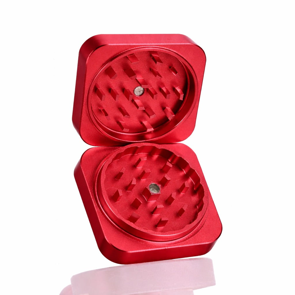 BW Square Stainless Steel Metal Herb Metallic Red metal weed grinder