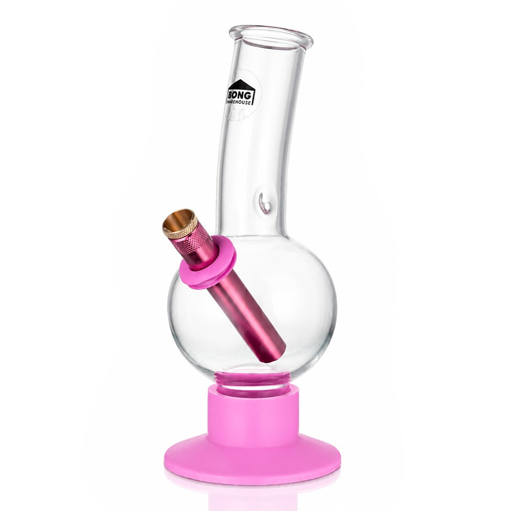 Bong Warehouse 23cm tall bubble glass bong in pink, front view