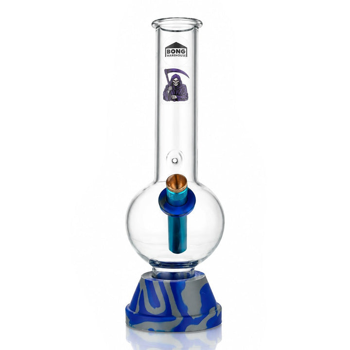 Bong Warehouse 25cm tall bubble glass bong in blue, front view