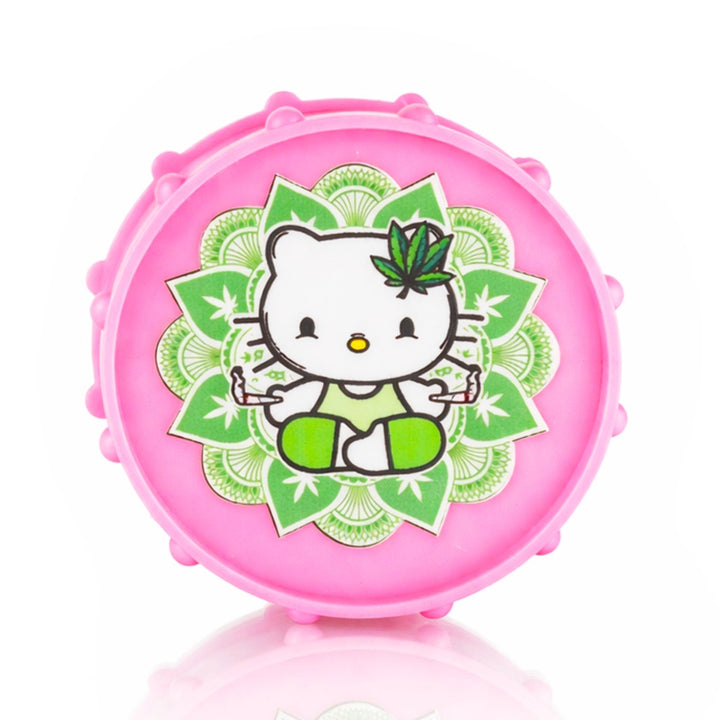 BW - Pink Plastic Weed Grinder 70mm Round - Peace Out Hello Kitty