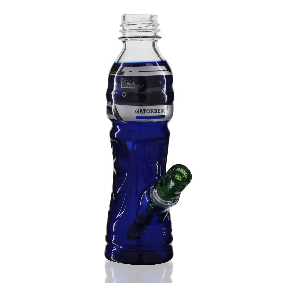 Gatorbeug G3 23cm glass bottle bong in blue with glass stem, right side view