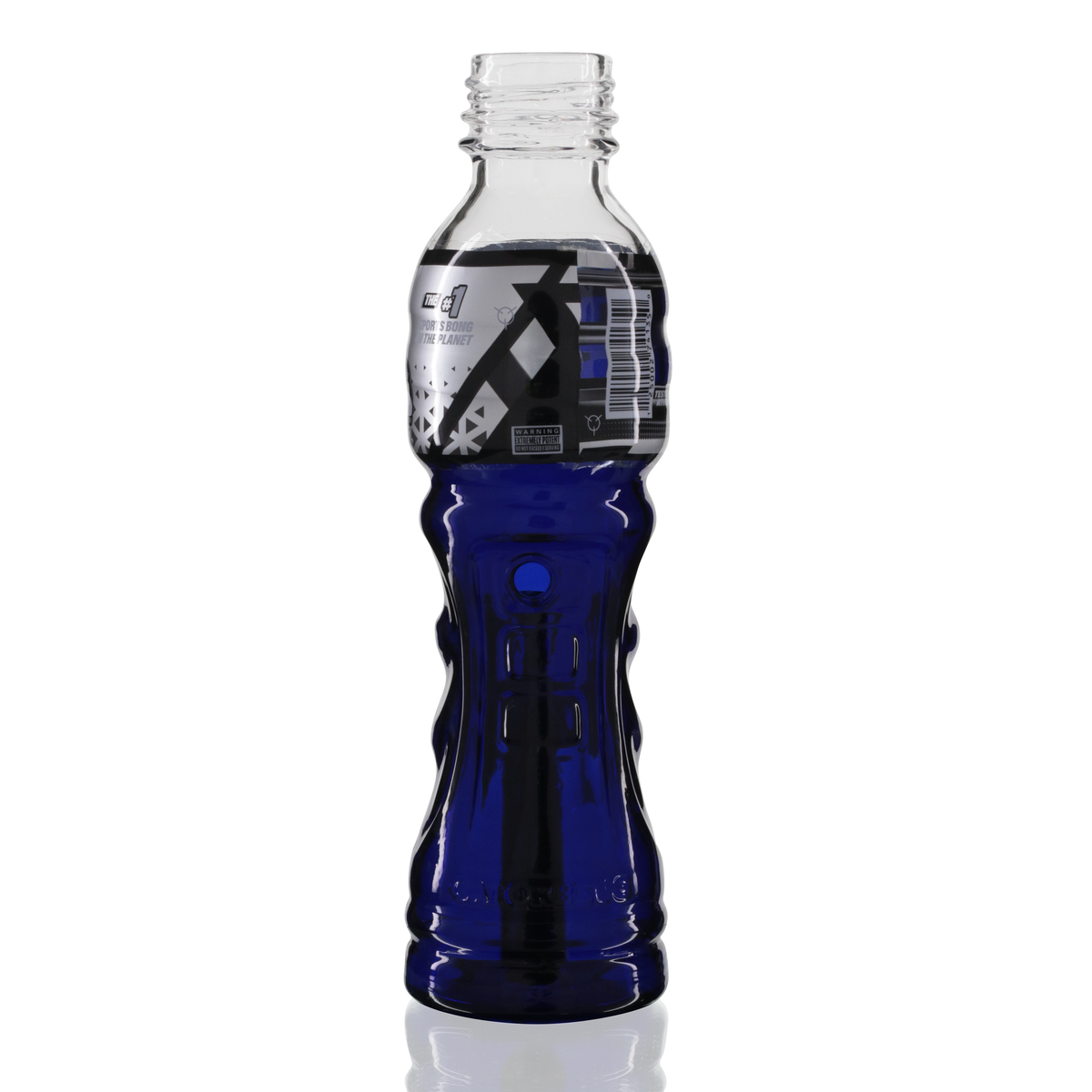 Gatorbeug G3 23cm glass bottle bong in blue with metal stem, back view