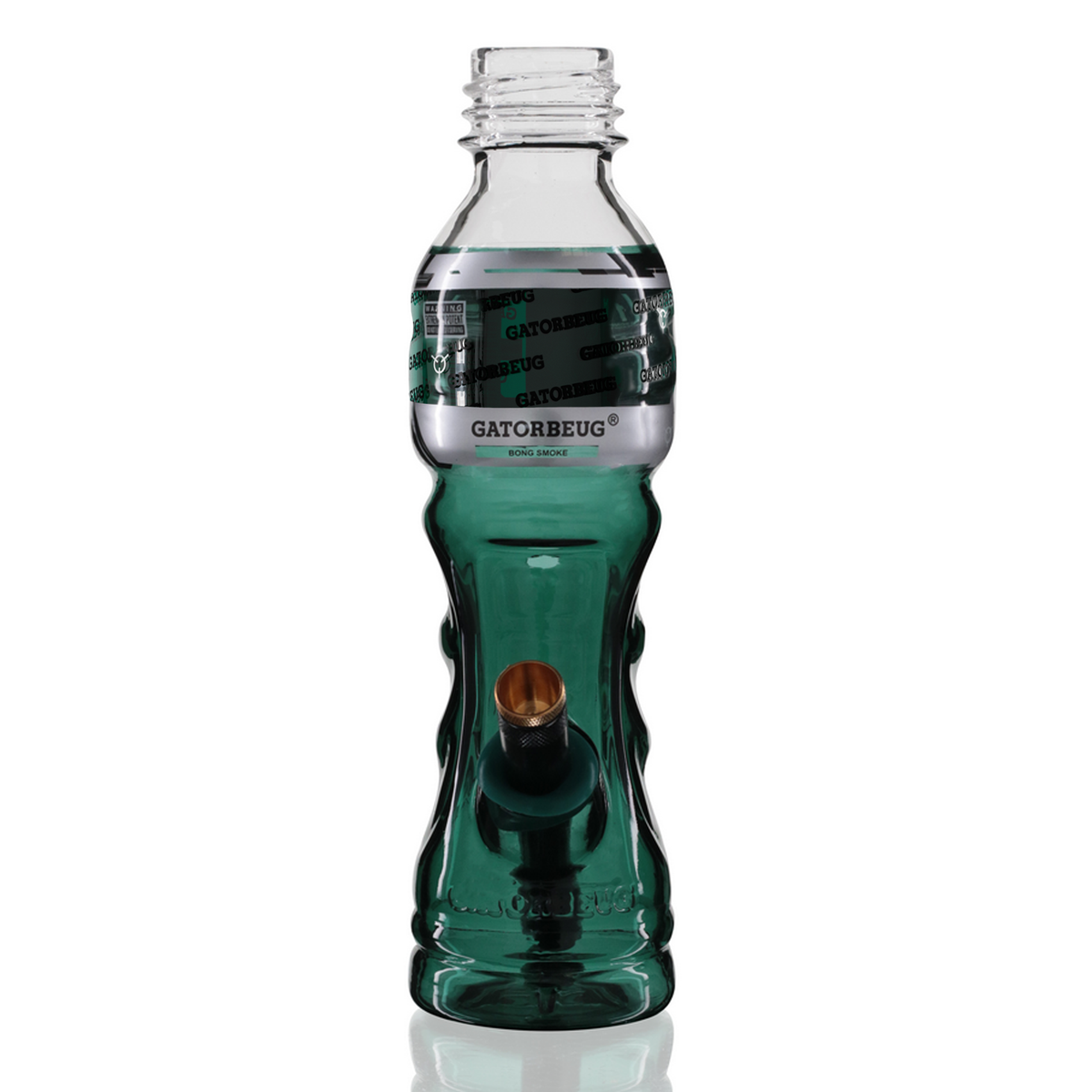 Gatorbeug G3 23cm glass bottle bong in teal, front view