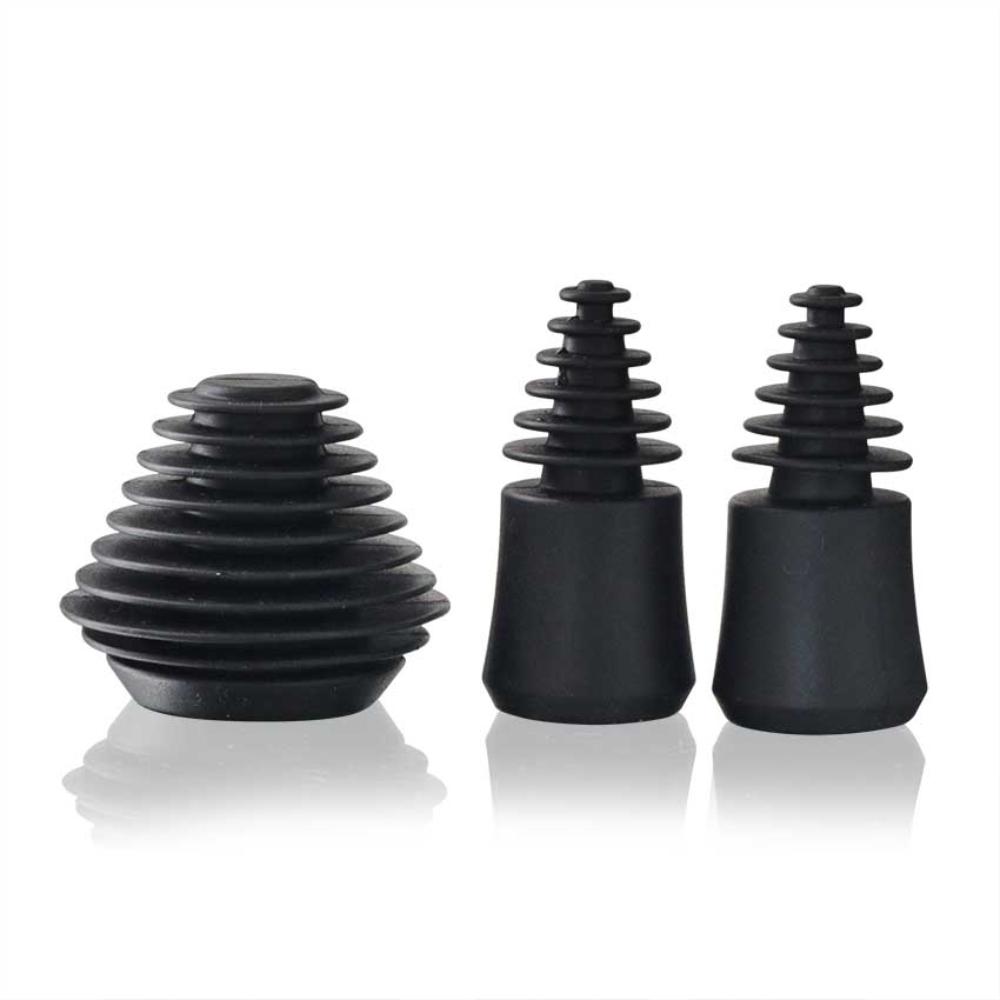 Black silicone glass bong cleaning plugs 3 pack, included in the Go Big Pack Bundle